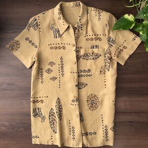 Vintage 80's Abstract Patterned Button Down Shirt